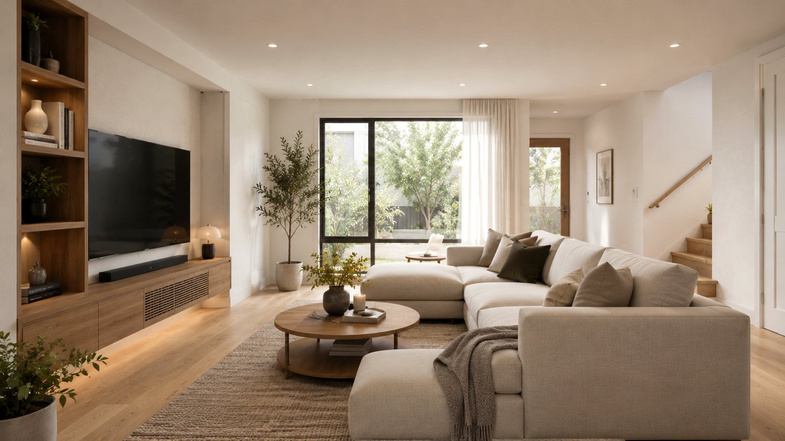 Finished modern living room